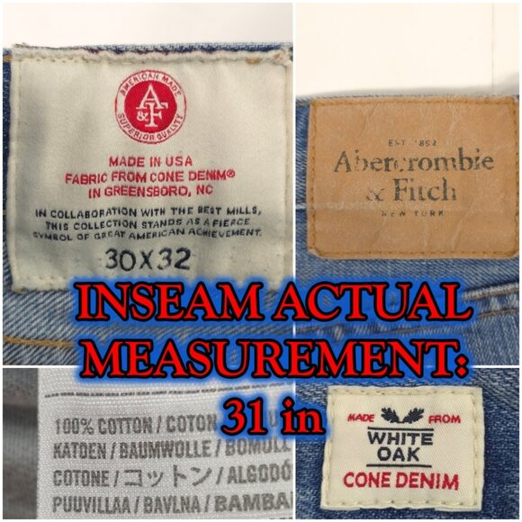 ABERCROMBIE AND FITCH JEANS MEN'S SIZE 30x31 DISTRESSED REFULAR FIT STRAIGHT LEG - Picture 2 of 16